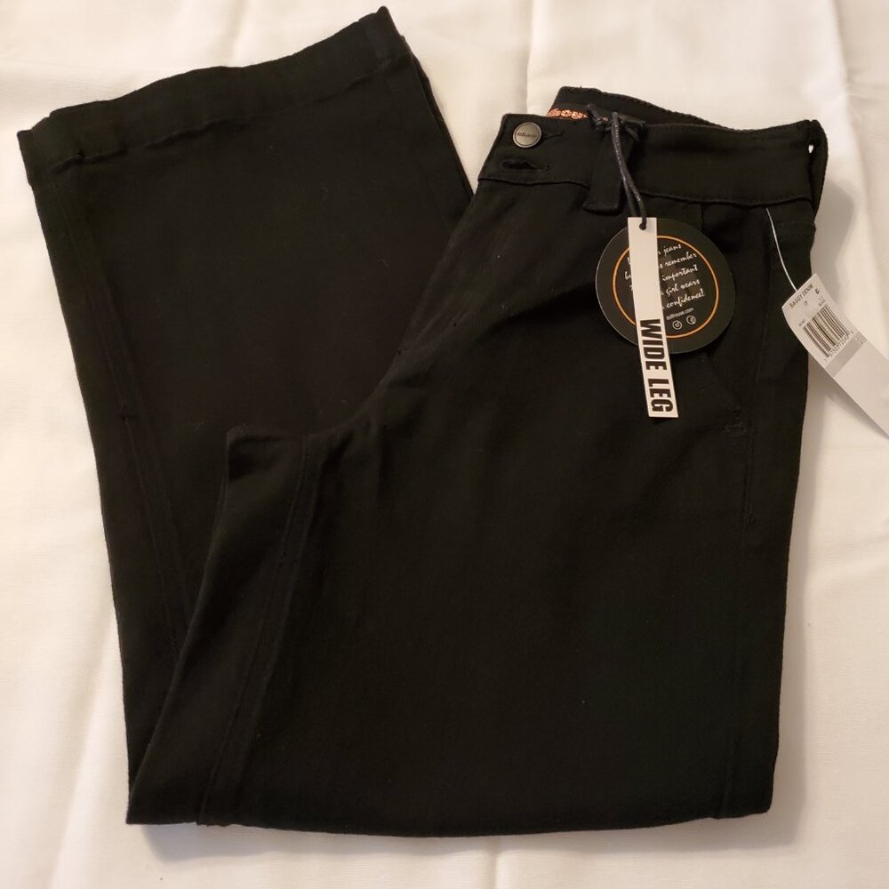 NWT Dollhouse Black Boggy Denim Jeans High Rise Wide Leg, Size 1/2 - Picture 13 of 13